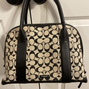 COACH SIGNATURE Black Canvas Shoulder Bag SATCHEL CANVAS BAG HANDBAG PURSE